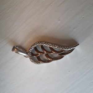 Sterling silver with diamond accents angel wing pendant